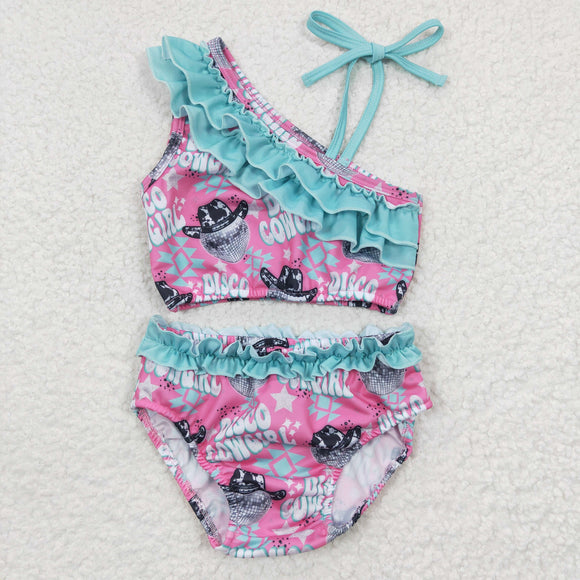 Disco Cowgirl Hot Pink Girls Swimsuits