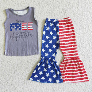 Promotional Born Free Tassels Girls 4th of July Outfits