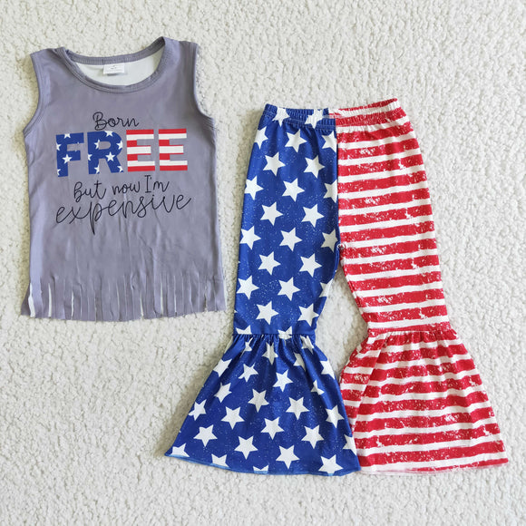 Promotional Born Free Tassels Girls 4th of July Outfits