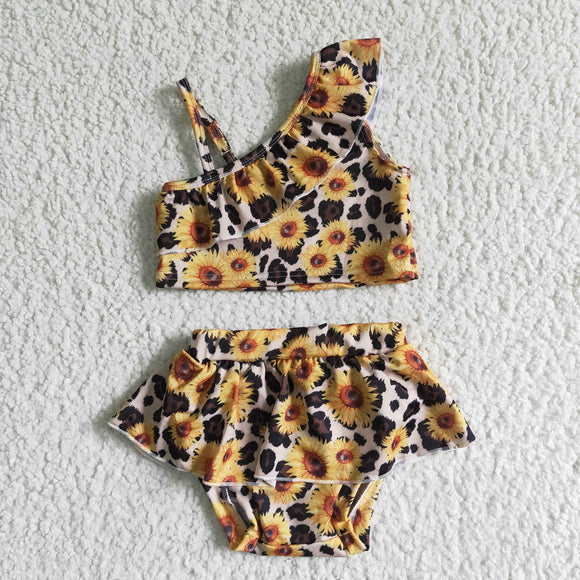 Sunflower Leopard Print Girls Swimsuits