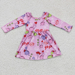 Promotional Dinosaur xoxo Pink Girls Valentine Dress