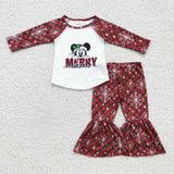 Promotional Cartoon Merry Plaid Girls Christmas Outfits