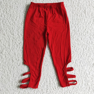 Solid Red Girls Legging Pants