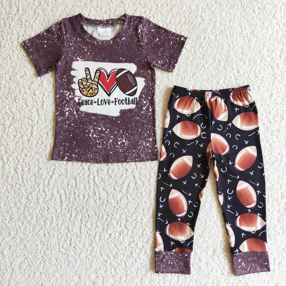 Football Brown Boys Short Sleeve+Trousers Sets