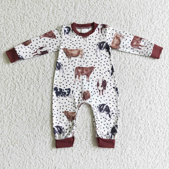 Cows Polka Dots Boys Fall Romper
