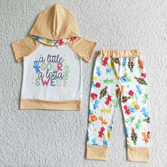 Promotional Cartoon Yellow Kids Fall Hoodie Sets