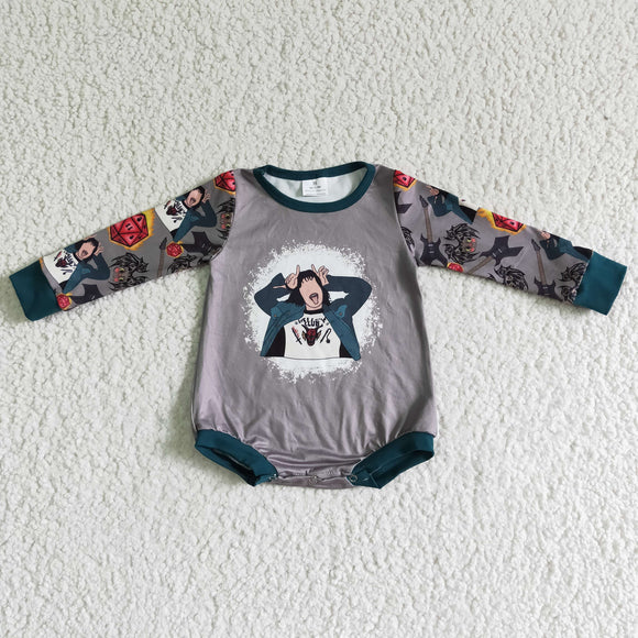 Cartoon Gray Halloween Romper