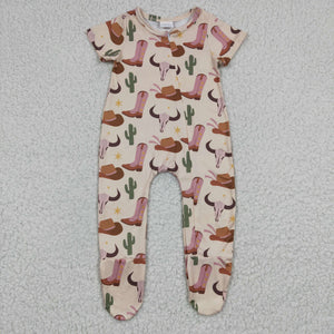 Promotional Boots Cow Cactus Beige Boys Summer Romper