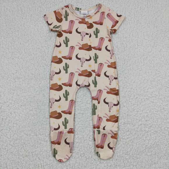 Promotional Boots Cow Cactus Beige Boys Summer Romper