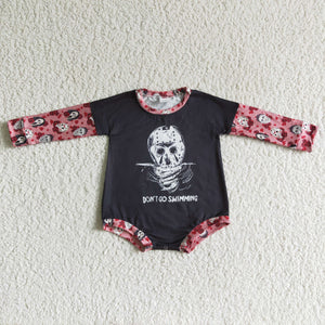 Don't go swimming Letters Pink Black Halloween Romper