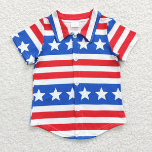 Stars Red Stripe White Boys 4th of July Top