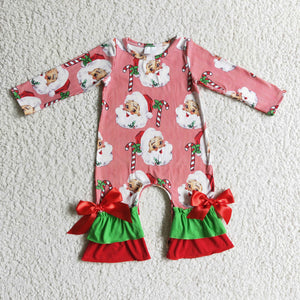 Promotional Santa Red Stripes Girls Christmas Romper