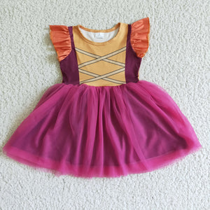 Promotional Orange Red Gauze Girls Halloween Dress
