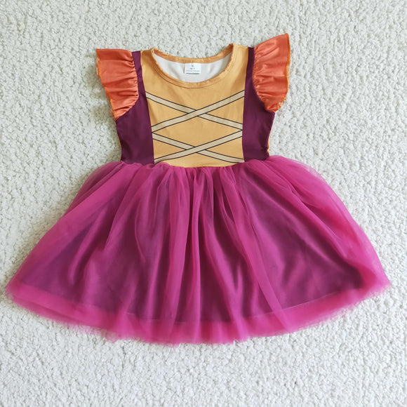 Promotional Orange Red Gauze Girls Halloween Dress