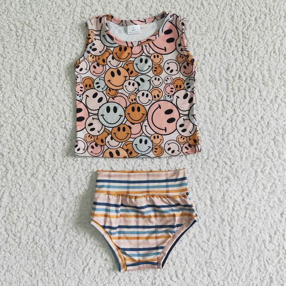 Smile Stripes Girls Bummies Sets