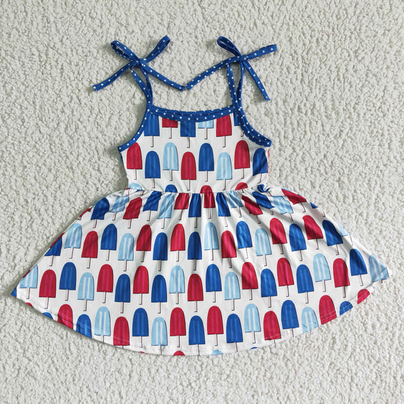 Promotional Popsicle Blue White Girls 4th of July Dress