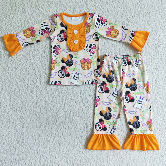 Promotional Cartoon Pumpkin Orange Girls Halloween Pajamas