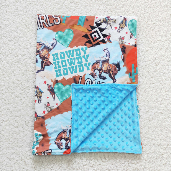 Howdy Cowgirls Aztec Sky Blue Blankets