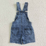 Kids Cow Jeans Suspender Shorts