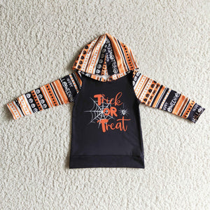 Trick or Treat Orange Black Kids Hoodie Halloween Top