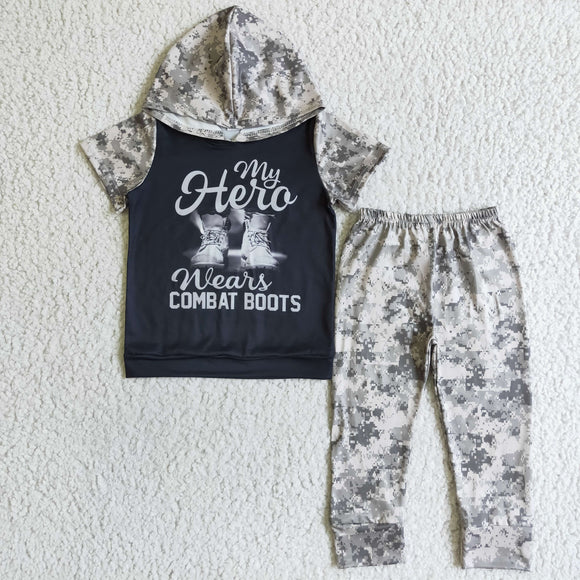 Promotional Boots Camo Boys Fall Hoodie Sets