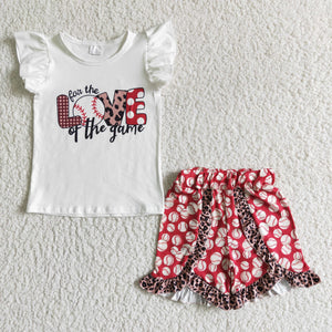 Promotional Love Baseball Game Girls Shorts Sets