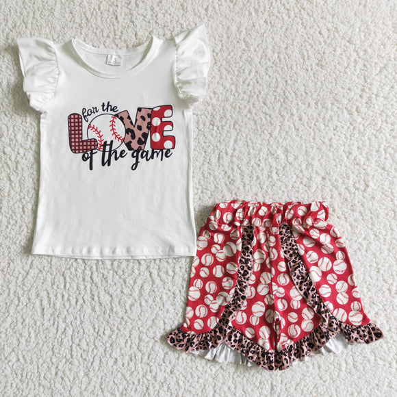 Promotional Love Baseball Game Girls Shorts Sets