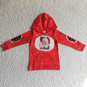 Promotional Santa Red Pocket Kids Hoodie Christmas Top