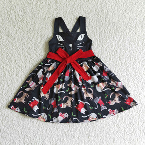 Cats Bows Black Girls Christmas Dress