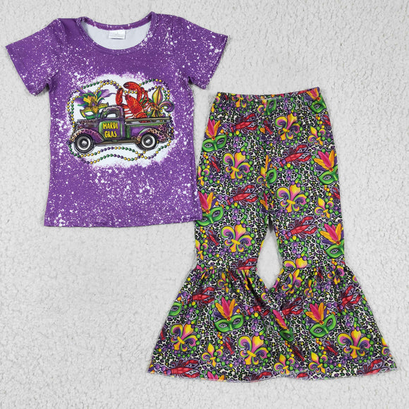 Truck Letters Purple Leopard Print Girls Mardi Gras Outfits