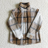 Brown White Plaid Shirt Boys Long Sleeve Top