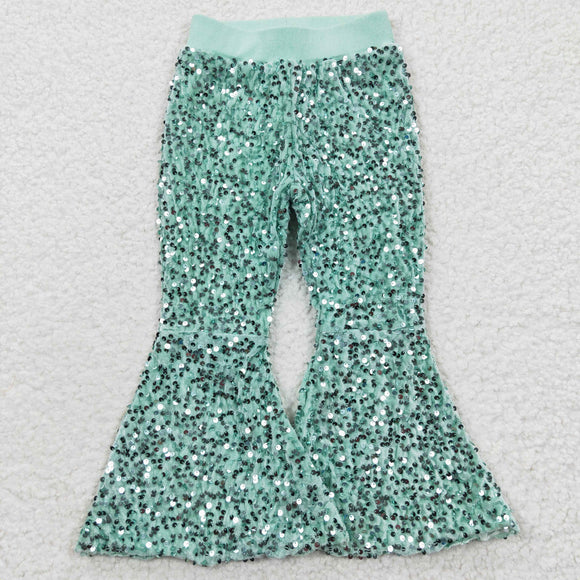 Cyan Sequin Girls Pants