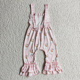 Santa Pink Plaid Jumpsuit Girls Christmas Romper