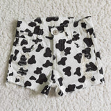 Cow Print White Girls Jeans Denim Shorts