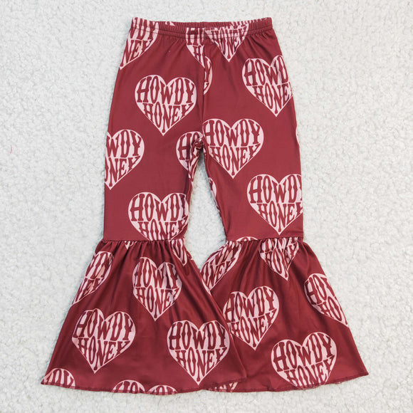Howdy Honey Red Girls Milk Silk Bell Bottoms Pants