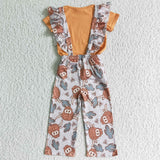 Highland Cactus Orange Girls Suspender Pants Overalls Sets