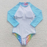 Mermaid Colorful Sky Blue Girls Swimsuits