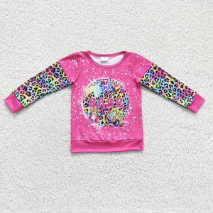 Kids Cartoon Tiger Leopard Print Hot Pink Mommy & Me Girls Long Sleeve Top