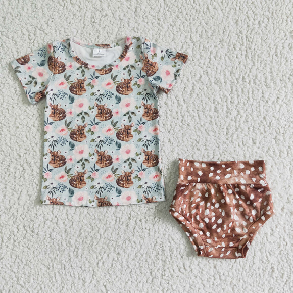 Promotional Deer Floral Print Bummies Sets