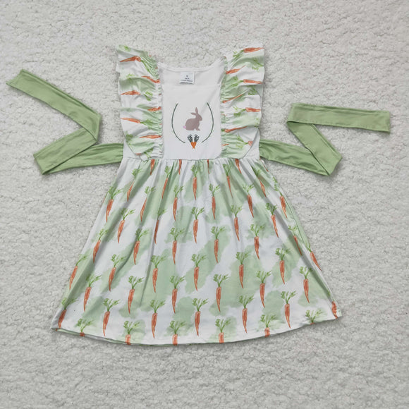 Bunny Carrot Mint White Girls Easter Dress