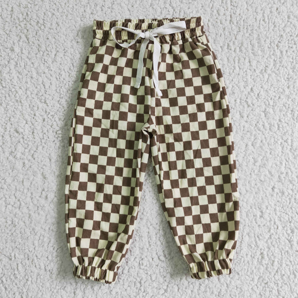 Brown Plaid Yellow Kids Pants