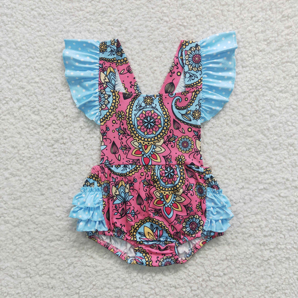 Floral Hot Pink Girls Summer Romper