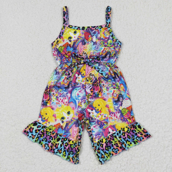 Cartoon Tiger Leopard Print Purple Girls Jumpsuit