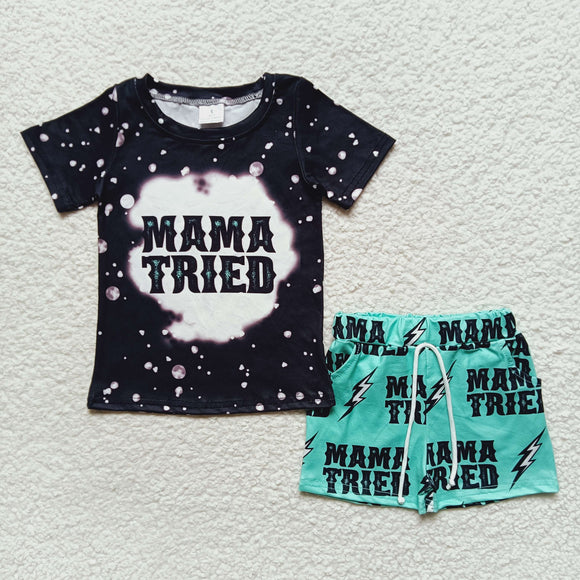 Mama Tried Black Boys Shorts Sets