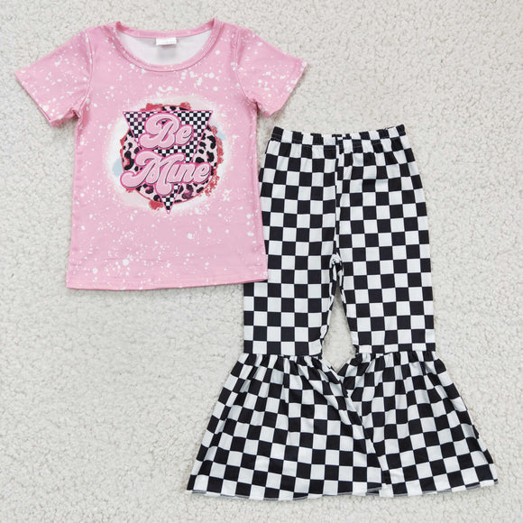 Be Mine Letters Plaid Pink Girls Valentine Outfits