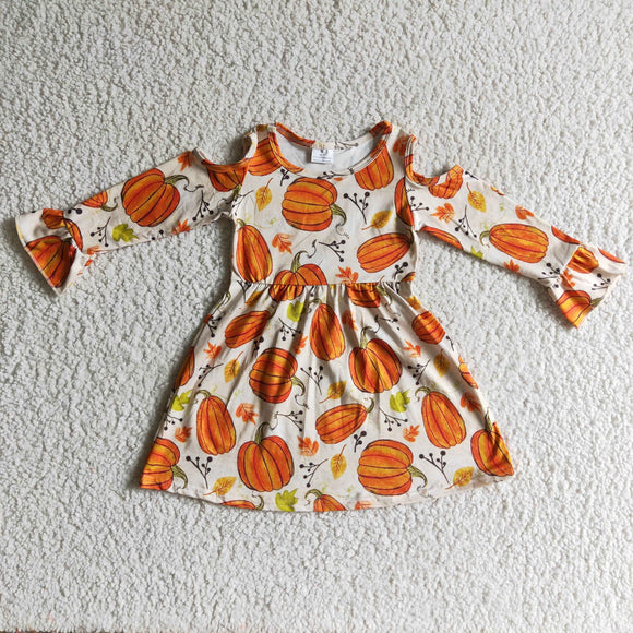 Promotional Pumpkin Girls Long Sleeve Dress