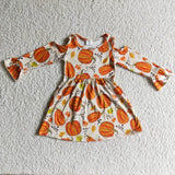 Promotional Pumpkin Girls Long Sleeve Dress