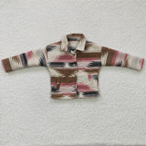 Pink Brown Stripe Shirt Girls Long Sleeve Top