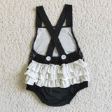 Spiderweb Black White Halloween Romper