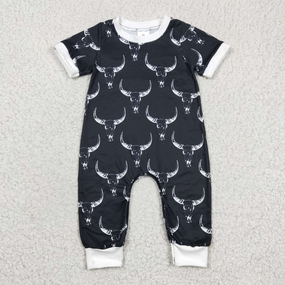 Highland Cow Black Boys Summer Romper